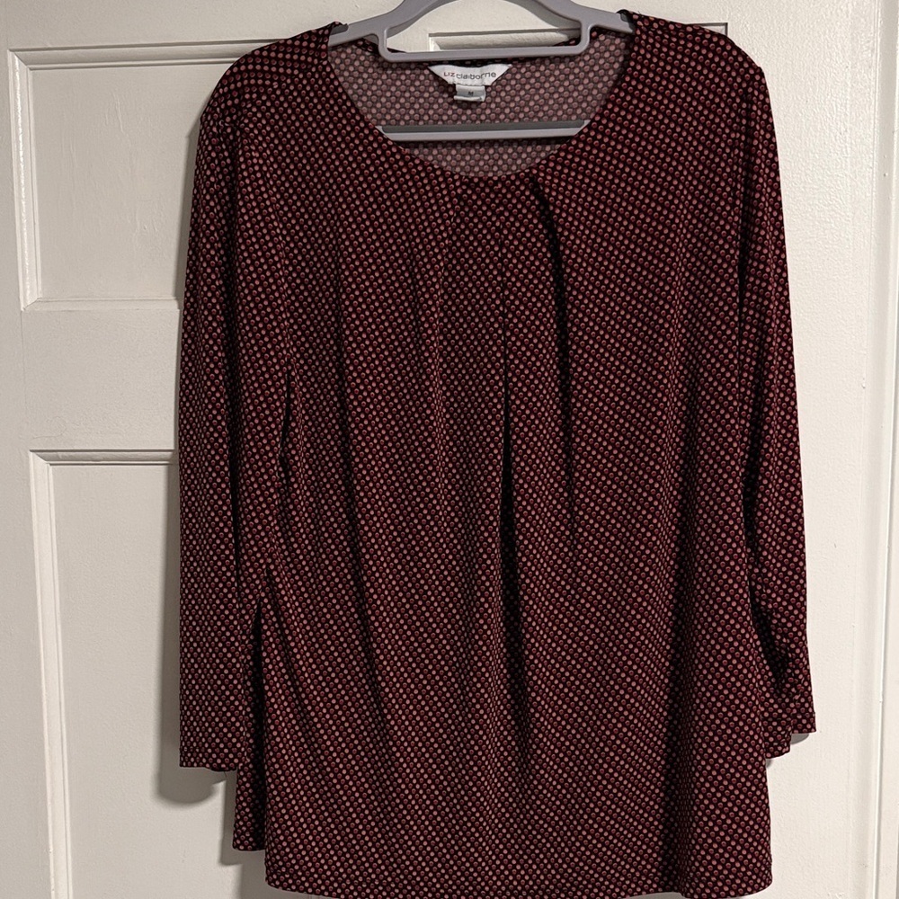 Liz Claiborne Black and Red Polka Dot Top